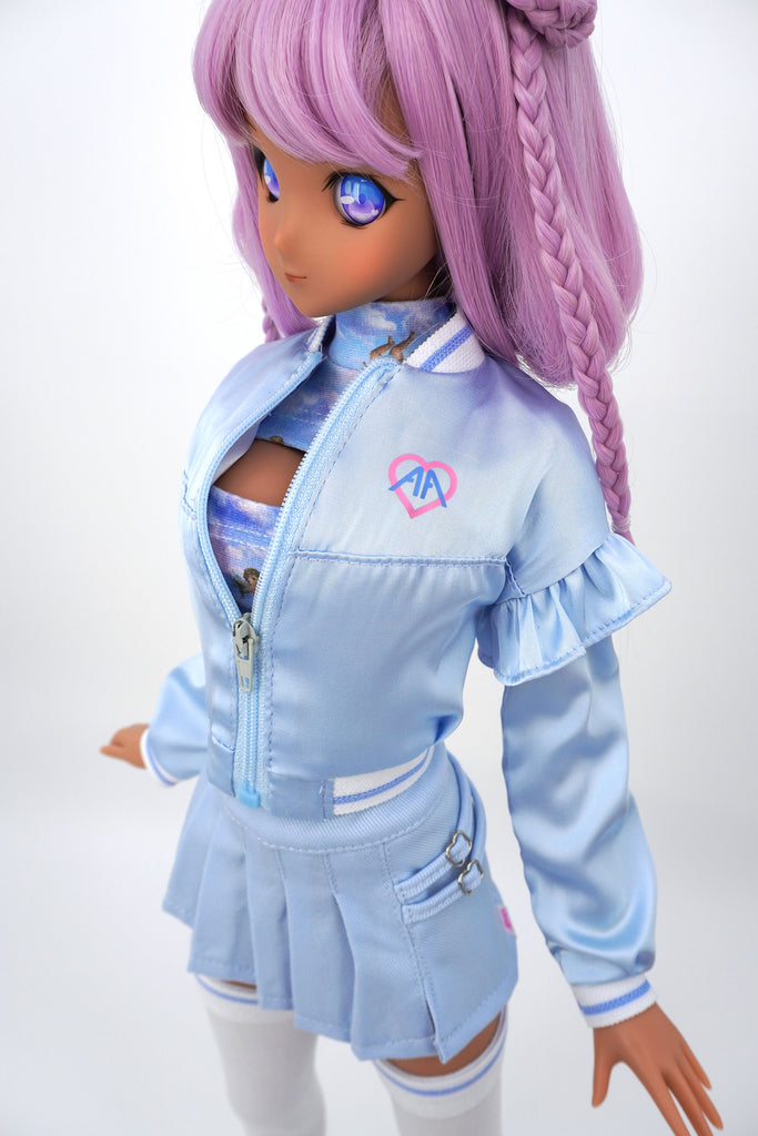 Ruffle Satin Bomber Jacket