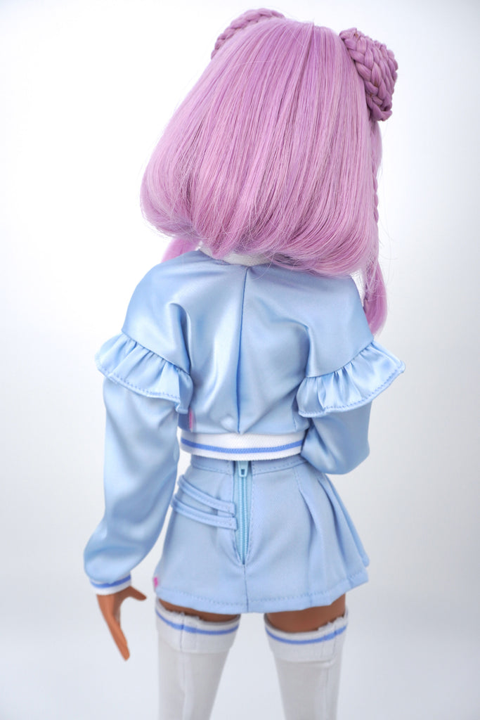 Ruffle Satin Bomber Jacket