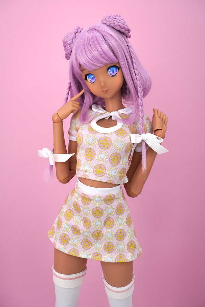 Collared Peak-a-boo top and skirt set