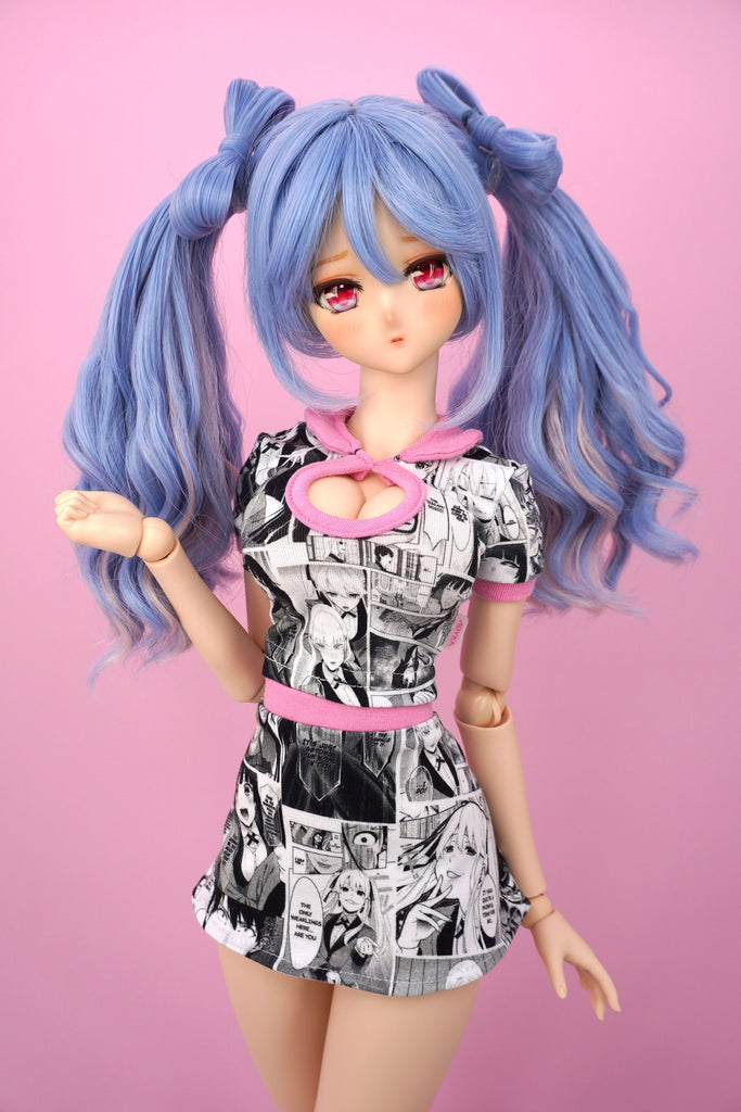 Collared Peak-a-boo top and skirt set