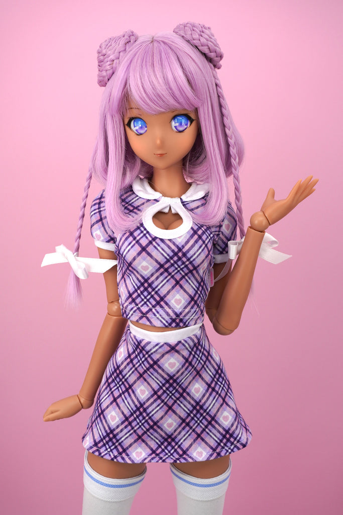 Collared Peak-a-boo top and skirt set
