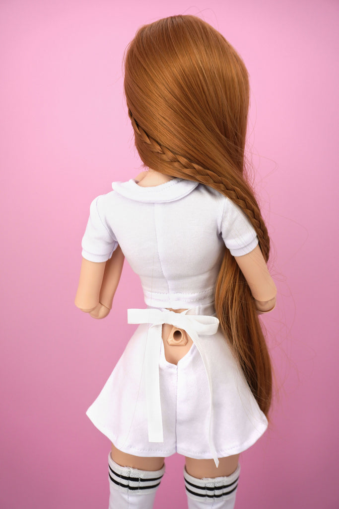 Collared Peak-a-boo top and skirt set