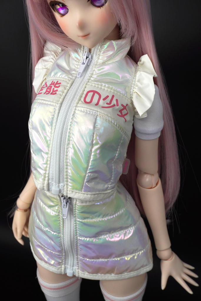 Puffer vest jacket and skirt set