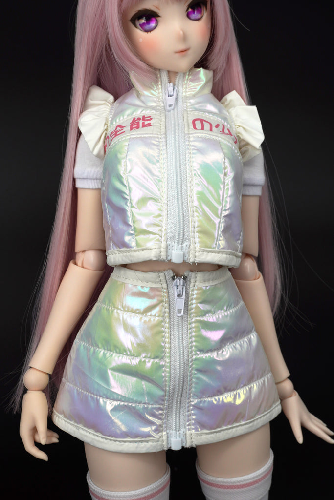 Puffer vest jacket and skirt set